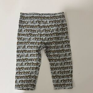 Fendi Kids' Leggings with baby blue and Gold Heart Design